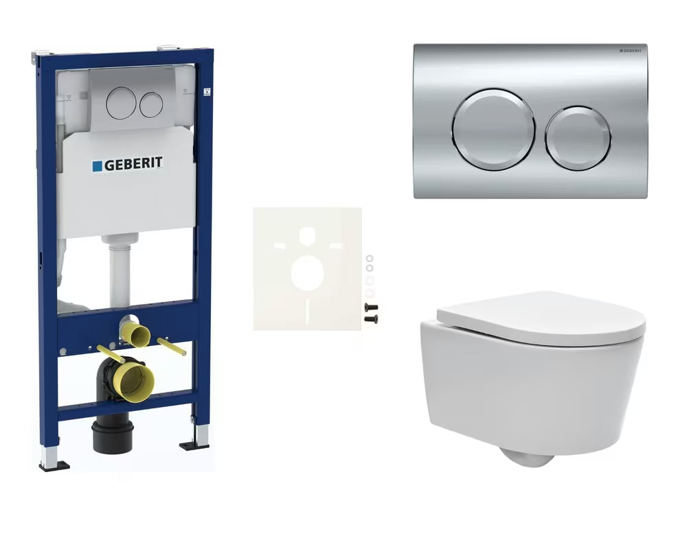 Viseči WC set SAT Brevis z modulom Geberit Duofix, splakovalnikom in aktivirno tipko Delta