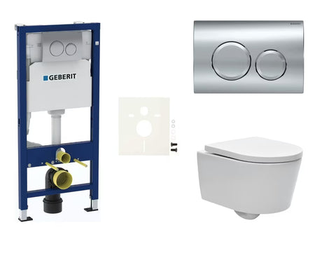 Viseči WC set SAT Brevis z modulom Geberit Duofix, splakovalnikom in aktivirno tipko Delta