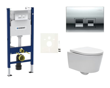 Viseči WC set SAT Brevis z modulom Geberit Duofix, tipko za splakovanje Delta in sedežem mehko Zapiranje Soft Close