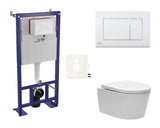 Viseči WC set SAT Brevis s podometnim kotličkom, splakovalno tipko in WC desko mehko Zapiranje Soft Close