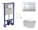 Viseči WC set SAT Brevis s podometnim splakovalnikom, splakovalno tipko in sedežem z mehko Zapiranje Soft Close