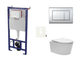 Viseči WC set SAT Brevis s podometnim modulom, splakovalno tipko v sijajnem kromu in sedežem mehko Zapiranje Soft Close