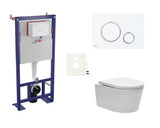 Viseči WC set SAT Brevis s podometnim modulom, splakovalno tipko in sedežem s funkcijama mehko Zapiranje Soft Close in EasyLock