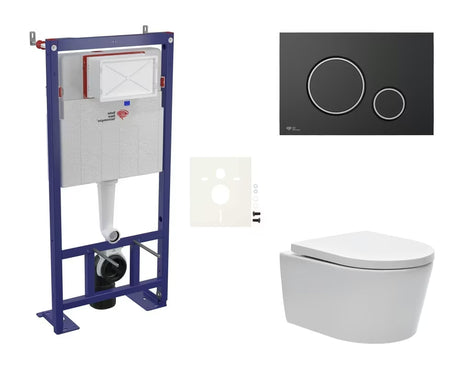 Viseči WC set SAT Brevis z modulom, tipko za splakovanje in sedežem s funkcijo mehko Zapiranje Soft Close