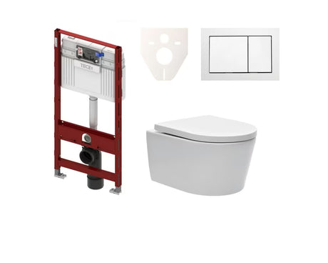 Viseči WC set SAT Brevis s podometnim modulom TECE, tipko za splakovanje in sedežem mehko Zapiranje Soft Close