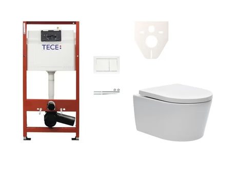 Viseči WC set SAT Brevis s podometnim kotličkom TECEbase in tipko za splakovanje