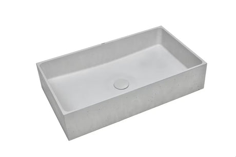 Siv betonski umivalnik na ploščo SAT Cemento 64 x 37 cm z oglato obliko brez preliva