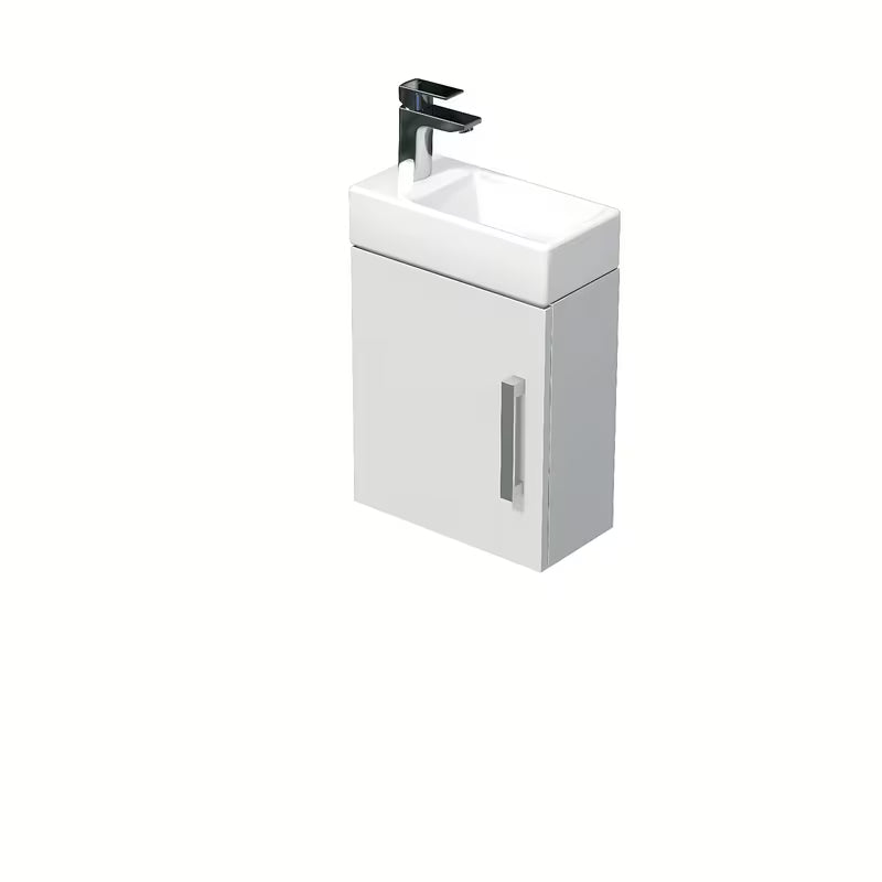 Viseča kopalniška omarica SAT Cube Way 1 s keramičkim umivaonikom u sjajnoj bijeloj boji
