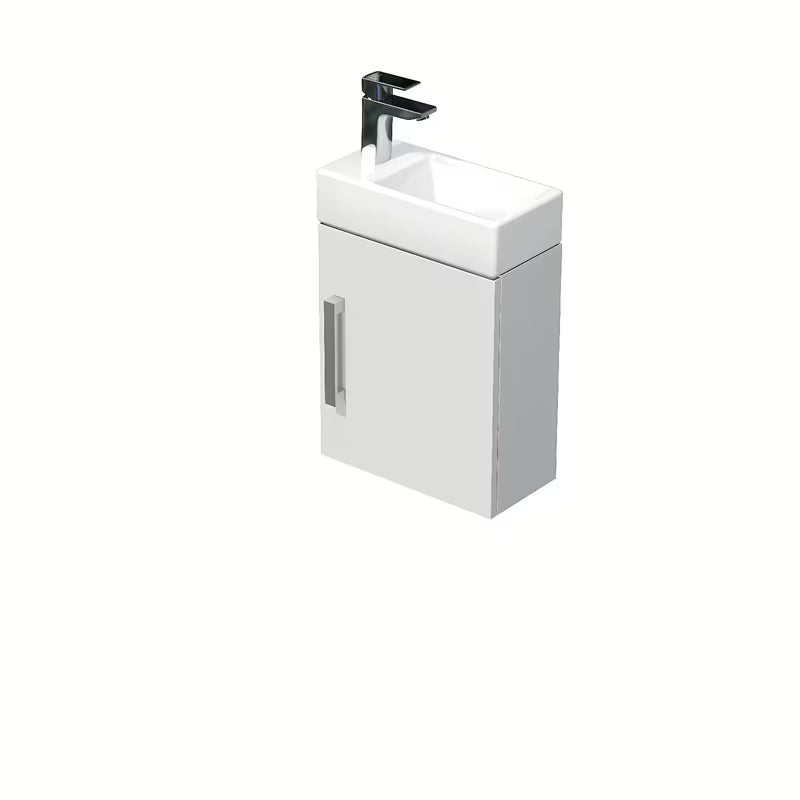 Viseča kopalniška omarica SAT Cube Way 1 s keramičkim umivaonikom u sjajnoj bijeloj boji