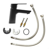 Mat črna armatura za umivalnik SAT Cube Way s stoječo ročico in prilagodljivim perlatorjem