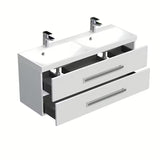 Viseča kopalniška omarica SAT Cube Way z dvojnim umivalnikom 120x40 cm v beli barvi