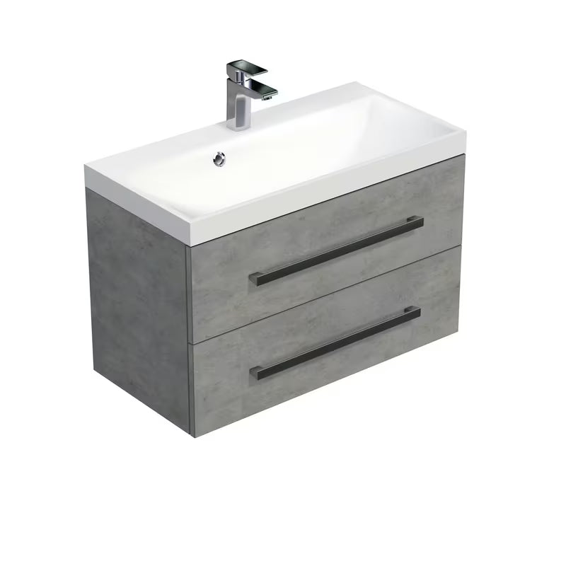 Viseča kopalniška omarica z umivalnikom SAT Cube Way v imitaciji betona, 80x40x53 cm