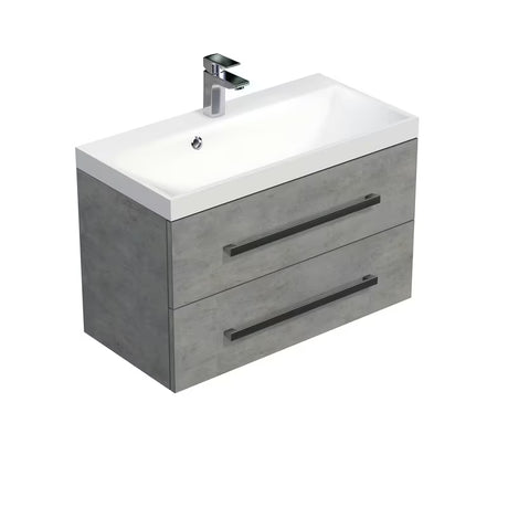 Viseča kopalniška omarica z umivalnikom SAT Cube Way v imitaciji betona, 80x40x53 cm