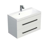 Viseča kopalniška omarica SAT Cube Way z umivalnikom iz litega marmorja v sijajni beli barvi 80x40 cm