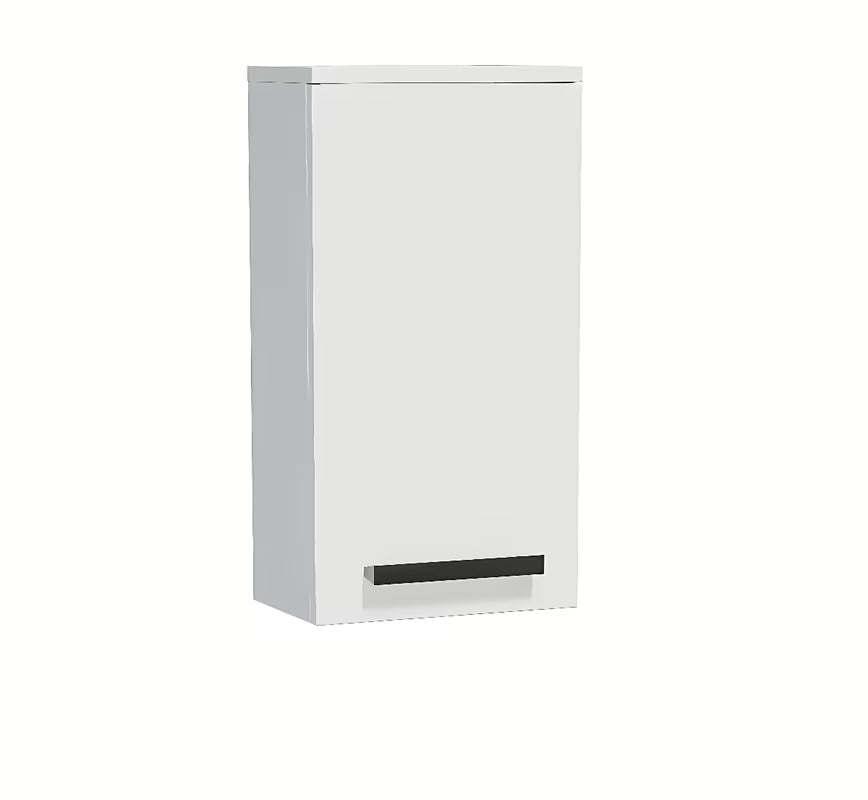 Viseča kopalniška omarica SAT Cube Way 32,5 x 20 x 63 cm v beli sijajni izvedbi s kromiranimi ročaji