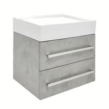 Viseča kopalniška omarica SAT Cube Way s keramičnim umivalnikom v dekorju beton 60x46x53 cm