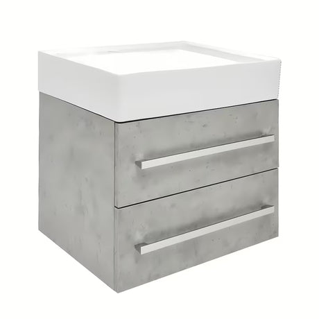 Viseča kopalniška omarica SAT Cube Way s keramičnim umivalnikom v dekorju beton 60x46x53 cm