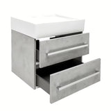 Viseča kopalniška omarica SAT Cube Way s keramičnim umivalnikom v dekorju beton 60x46x53 cm