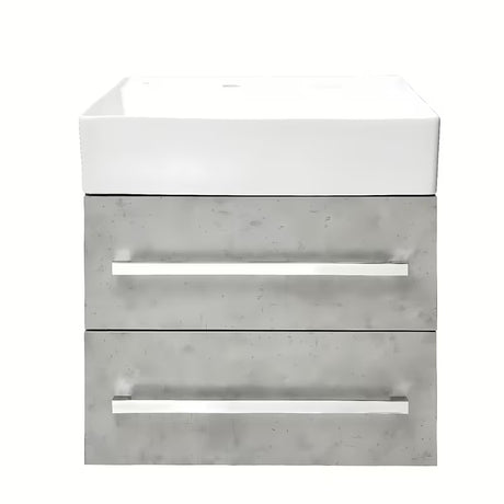 Viseča kopalniška omarica SAT Cube Way s keramičnim umivalnikom v dekorju beton 60x46x53 cm
