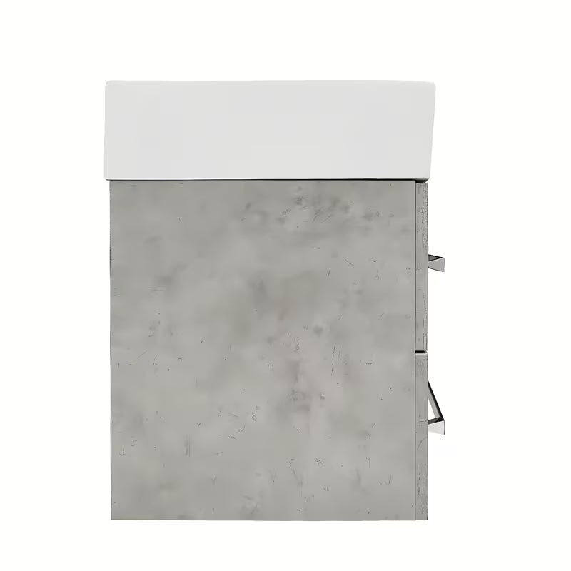 Viseča kopalniška omarica SAT Cube Way s keramičnim umivalnikom v dekorju beton 60x46x53 cm