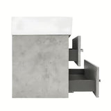 Viseča kopalniška omarica SAT Cube Way s keramičnim umivalnikom v dekorju beton 60x46x53 cm