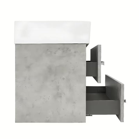 Viseča kopalniška omarica SAT Cube Way s keramičnim umivalnikom v dekorju beton 60x46x53 cm