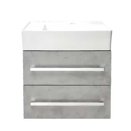 Viseča kopalniška omarica s keramičnim umivalnikom SAT Cube Way 60x46 cm v dekorju beton