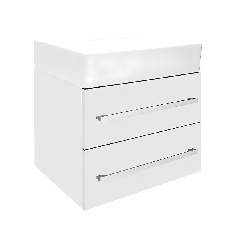 Viseča kopalniška omarica SAT Cube Way s keramičnim umivalnikom v beli sijajni barvi 60x46x53 cm.