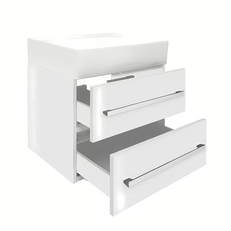Viseča kopalniška omarica SAT Cube Way s keramičnim umivalnikom v beli sijajni barvi 60x46x53 cm.