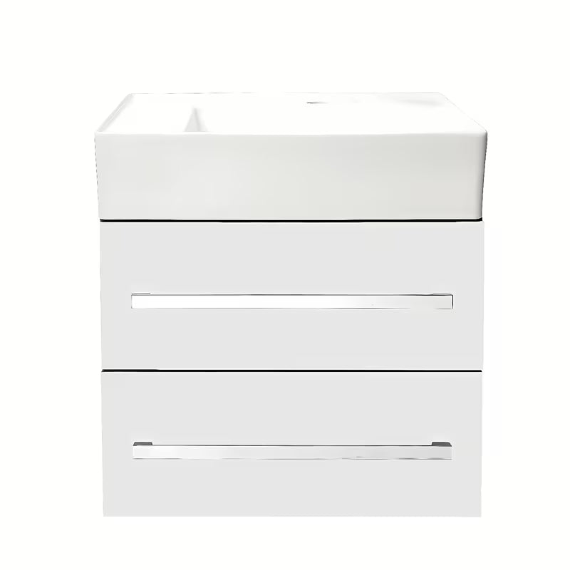 Viseča kopalniška omarica SAT Cube Way s keramičnim umivalnikom v beli sijajni barvi 60x46x53 cm.