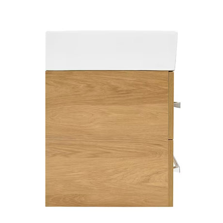 Viseča kopalniška omarica SAT Cube Way s keramičnim umivalnikom v dekorju hrast hickory 60x46x53 cm