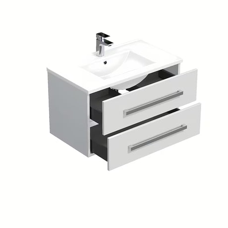 Viseča kopalniška omarica SAT Cube Way s keramičnim umivalnikom v beli sijaj izvedbi 80x46x53 cm.