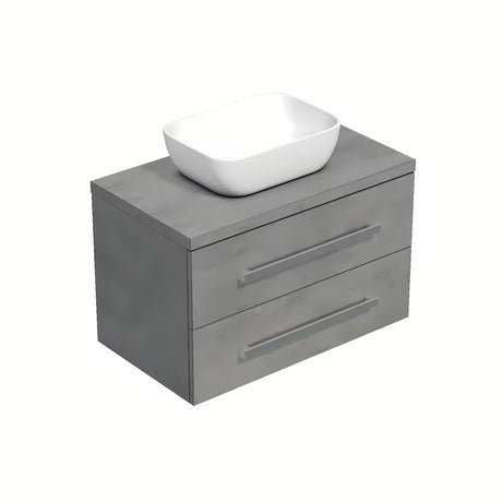 Viseča kopalniška omarica SAT Cube Way 80x46x53 cm v imitaciji betona s pokrivno ploščo