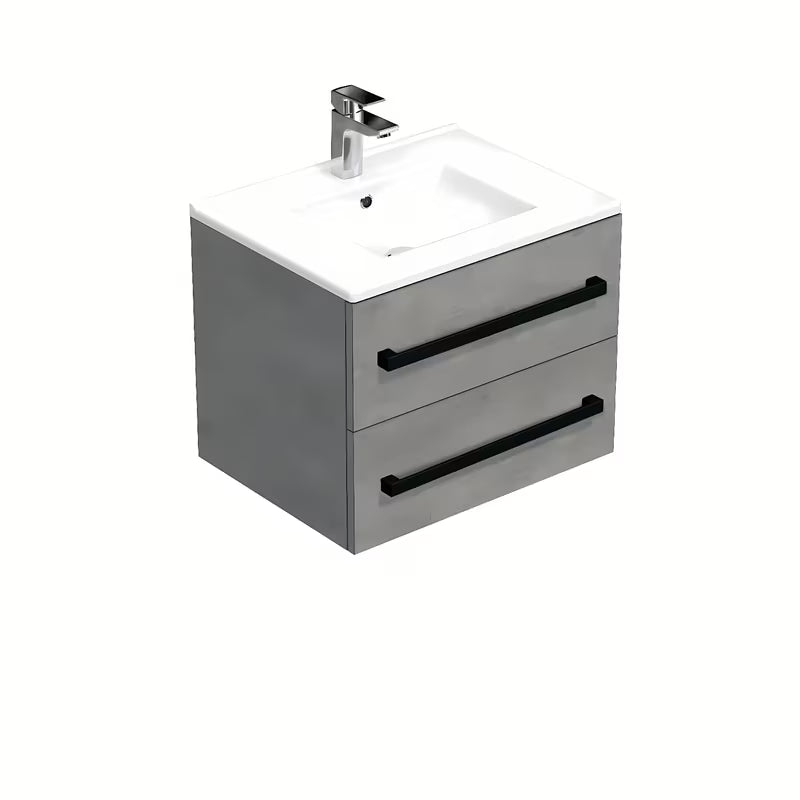 Viseča kopalniška omarica SAT Cube Way s keramičnim umivalnikom v dekorju imitacije betona