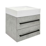Viseča kopalniška omarica s keramičnim umivalnikom SAT Cube Way v dekorju beton 60x46x53 cm
