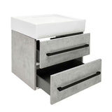 Viseča kopalniška omarica s keramičnim umivalnikom SAT Cube Way v dekorju beton 60x46x53 cm