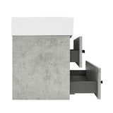 Viseča kopalniška omarica s keramičnim umivalnikom SAT Cube Way v dekorju beton 60x46x53 cm