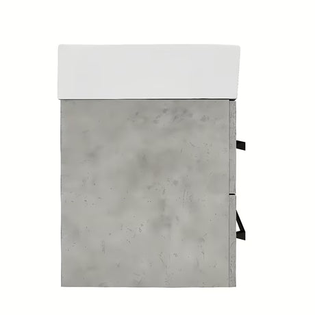 Viseča kopalniška omarica s keramičnim umivalnikom SAT Cube Way v dekorju beton, 60x46x53 cm.