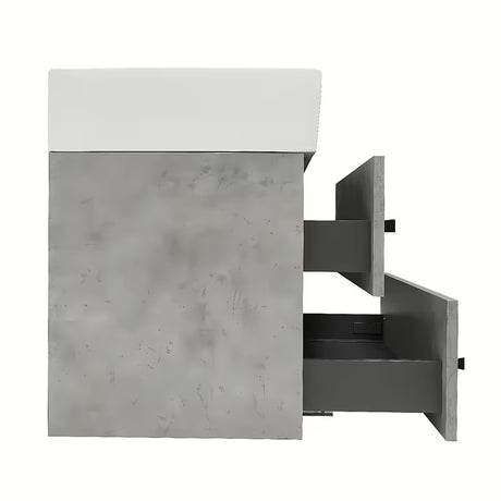 Viseča kopalniška omarica s keramičnim umivalnikom SAT Cube Way v dekorju beton, 60x46x53 cm.
