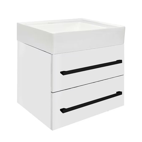 Viseča kopalniška omarica s keramičnim umivalnikom SAT Cube Way v beli sijajni izvedbi 60x53x46 cm