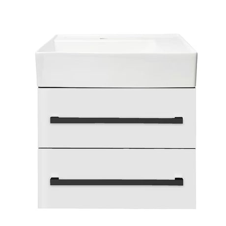 Viseča kopalniška omarica s keramičnim umivalnikom SAT Cube Way v beli sijajni izvedbi 60x53x46 cm