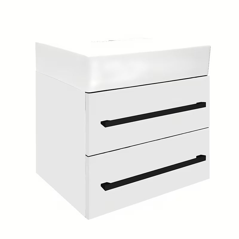 Viseča kopalniška omarica SAT Cube Way s keramičnim umivalnikom v beli sijajni izvedbi 60x46x53 cm