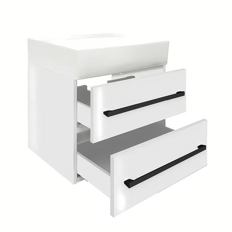 Viseča kopalniška omarica SAT Cube Way s keramičnim umivalnikom v beli sijajni izvedbi 60x46x53 cm