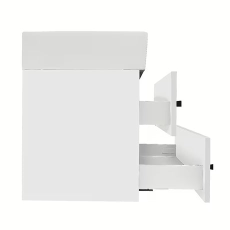 Viseča kopalniška omarica SAT Cube Way s keramičnim umivalnikom v beli sijajni izvedbi 60x46x53 cm