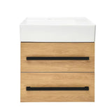Viseča kopalniška omarica s keramičnim umivalnikom SAT Cube Way 60x53x46 cm v dekorju hrast hickory
