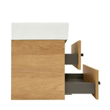 Viseča kopalniška omarica s keramičnim umivalnikom SAT Cube Way 60x46 cm v dekorju hrast hickory