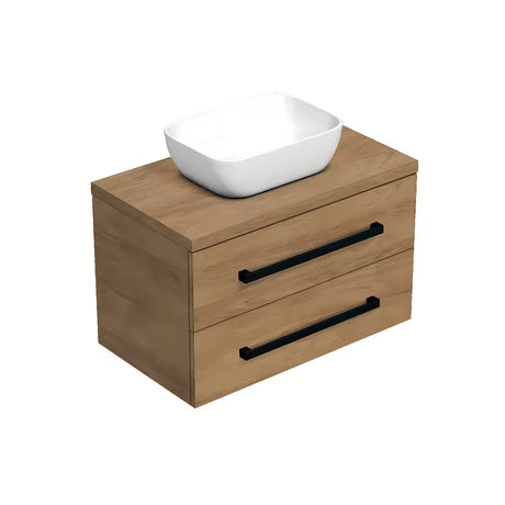 Viseča kopalniška omarica SAT Cube Way s pokrivno ploščo v dekorju hrasta hickory, 80x46x47,5 cm.