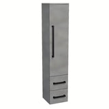 Viseča visoka kopalniška omarica SAT Cube Way u imitaciji betona s crnim ručkicama