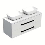 Viseča kopalniška omarica SAT Cube Way s pokrivno ploščo u bijelom sjaju i crnim ručkicama