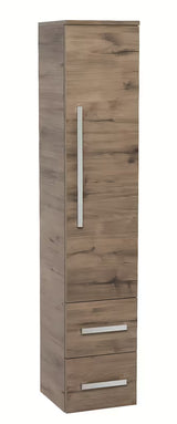 Visoka kopalniška omarica SAT Cube Way u dekoru hrasta wellington s vratima i dvije ladice.